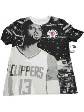 NBA Paul George Los Angeles Clippers Black and White Graphic T Shirt Mens XL